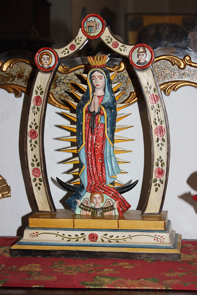 Virgin of Guadalupe wood carving, part of the art collection at the ...